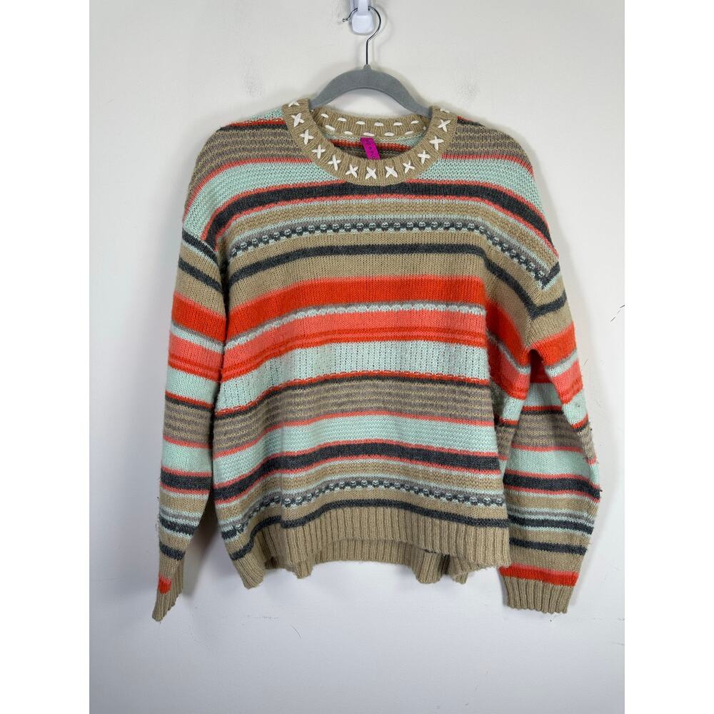 Zaket & Plover Textured Crew Sweater Oat Zest Size XL Wool Mohair Blend EUC
